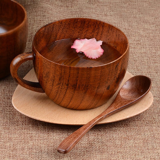 Wooden Coffee/Tea Mug and Spoon Set