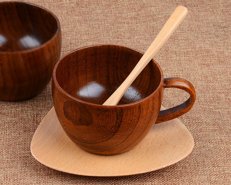 Wooden Coffee/Tea Mug and Spoon Set