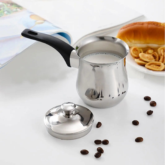 Turkish Coffee Pot Stainless Steel Long Handle Chocolate Butter Melting Jug Barista Kitchen Accessories Portable Pot for Camping