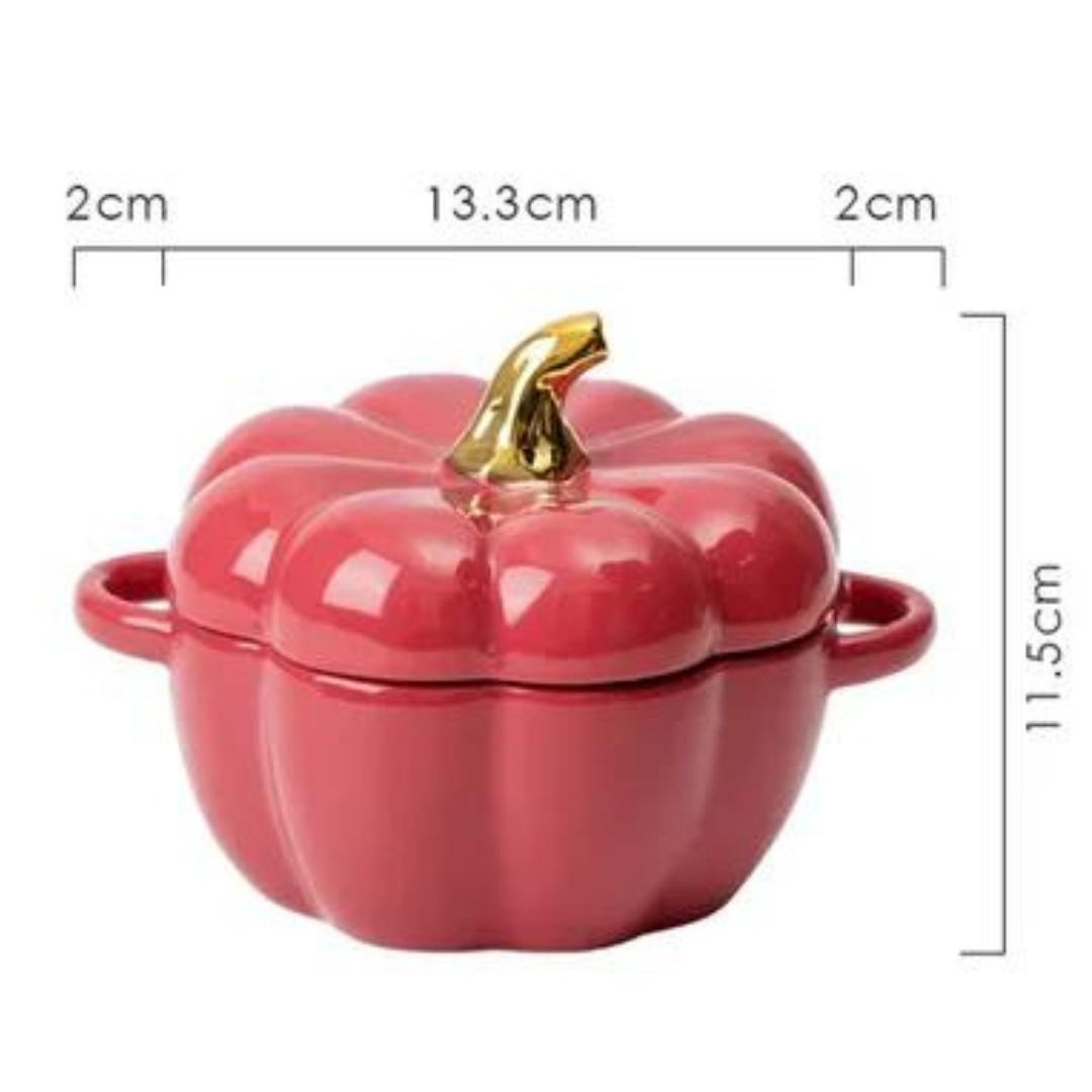 Pumpkin Stew Pot - Ceramic Bowl with Cover - 450 ML