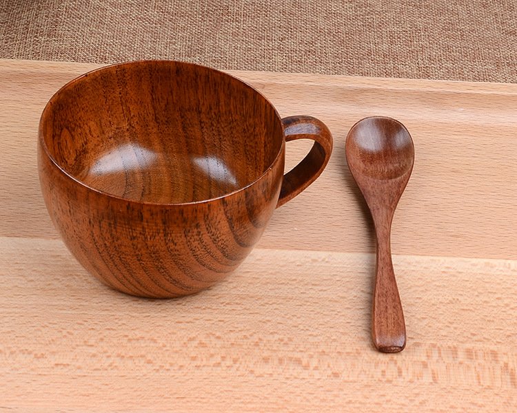 Wooden Coffee/Tea Mug and Spoon Set