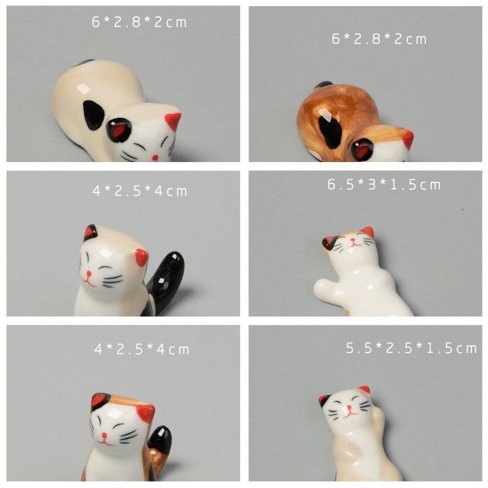 Porcelain Cat Chopstick Holders Set