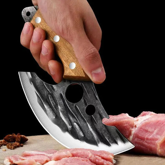 Portable Carving Knife Fish Boning Knives Cutting Steak Vegetables Fruit Knife  Meat Cleaver Butcher Bottle Opener Wood Handle