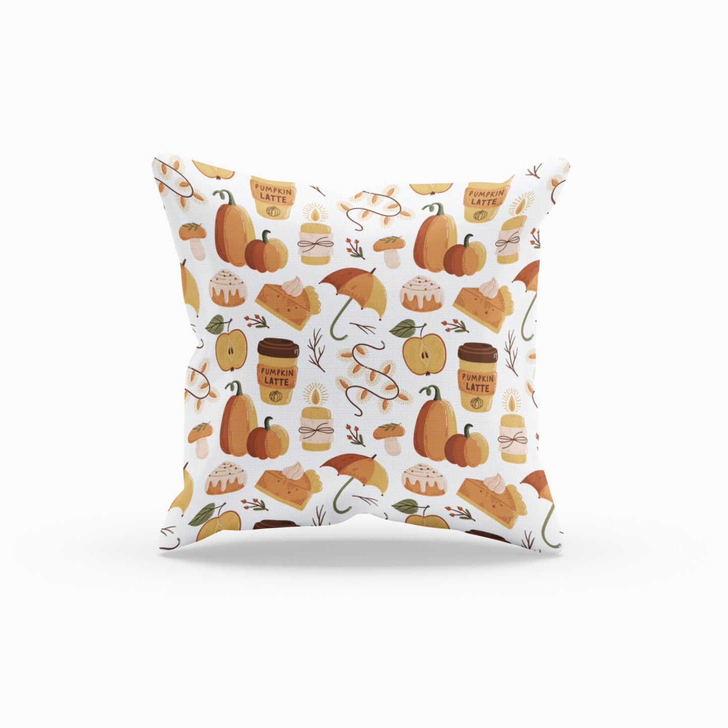 Pumpkin Coffee Pattern Kitchen Decor Throw Pillow by Homeezone