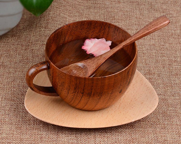 Wooden Coffee/Tea Mug and Spoon Set