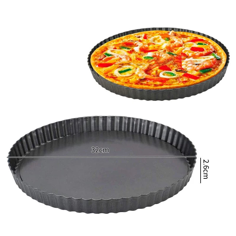 10-32cm Non-Stick Tart Quiche Flan Pan Molds Round Removable Loose Bottom Fluted Heavy Duty Pie Pizza Cake Baking Pan Bakeware