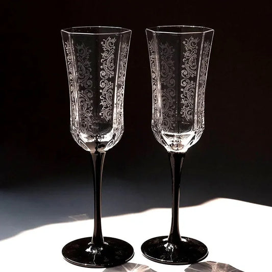 6pcs Champagne Glass Black Swan Valentine's Day Wine Glass Set