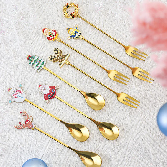 4PCS 304 Stainless Steel Golden Cutlery - Coffee Stirring Spoon