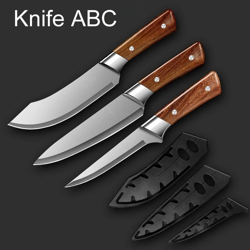 Japanese Kitchen Knife Meat Cutting Butcher Cleaver Knife Bone Shaving Knives Pork Cutting Boning Knife with Knives Cover