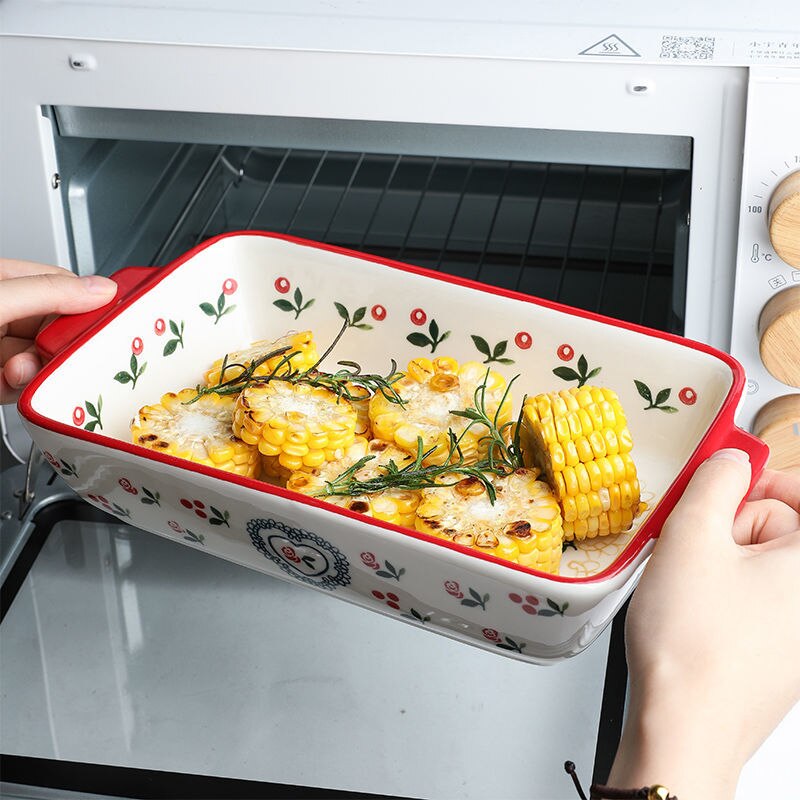 Festive patterned ceramic roasting dish