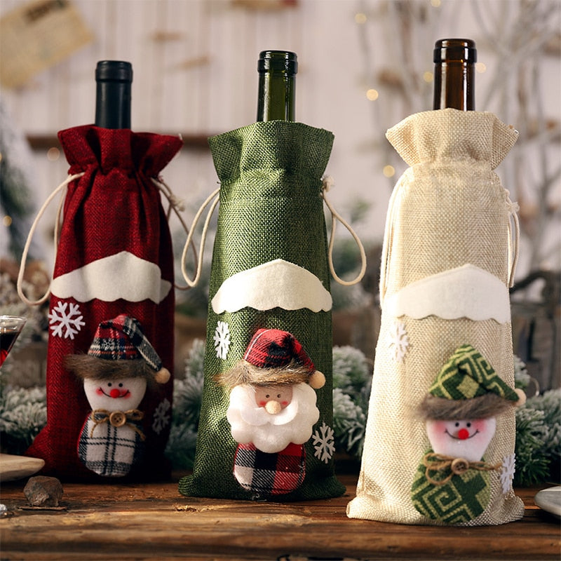 Christmas Table Wine Decor