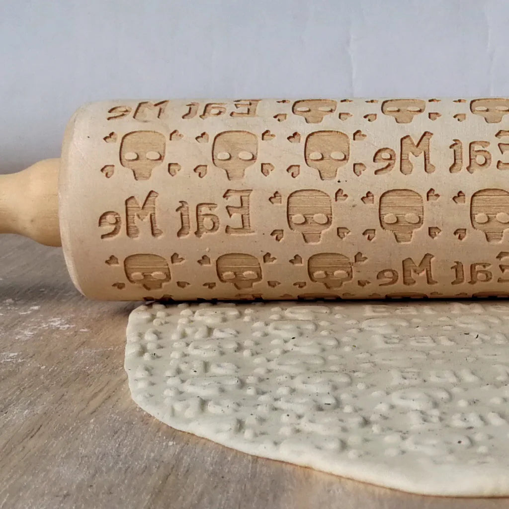 Halloween - Wooden Skull Print Rolling Pin