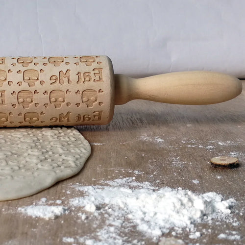 Halloween - Wooden Skull Print Rolling Pin