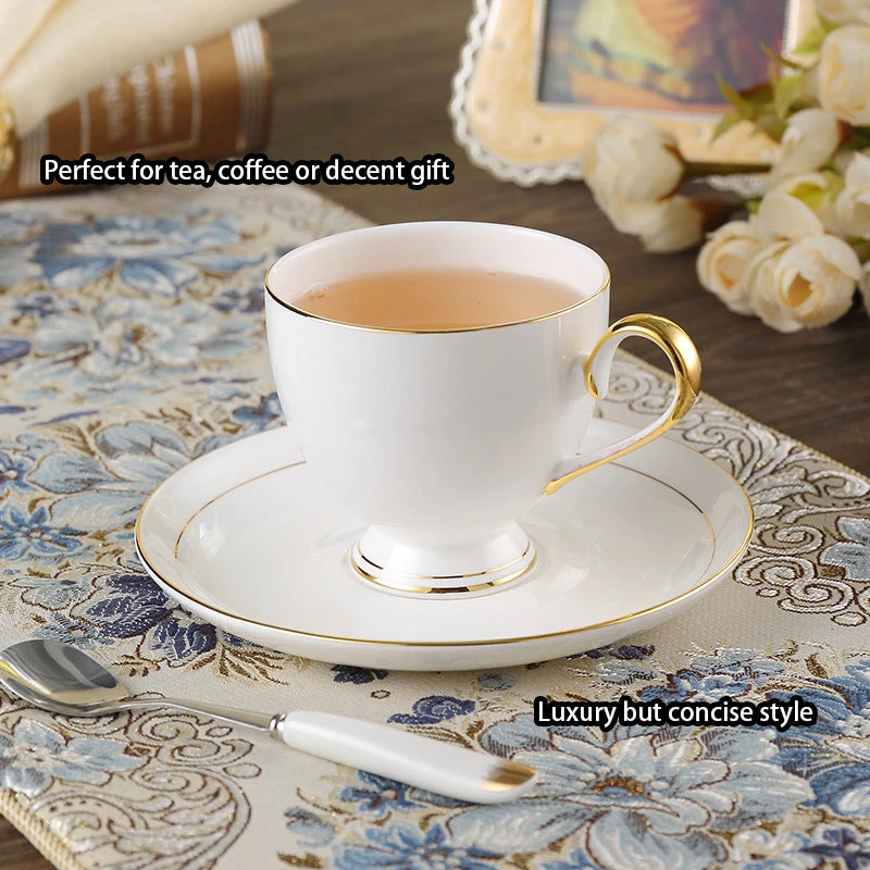 Grace Bone Tea/Coffee Set - White Gold Porcelain