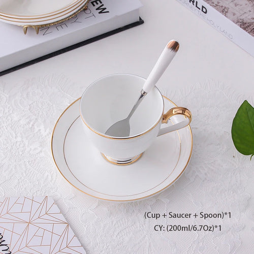 Grace Bone Tea/Coffee Set - White Gold Porcelain