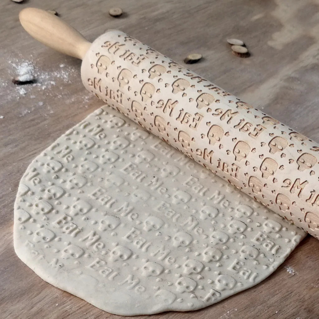 Halloween - Wooden Skull Print Rolling Pin