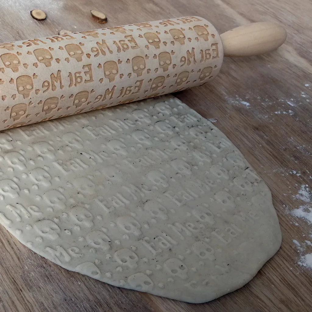 Halloween - Wooden Skull Print Rolling Pin