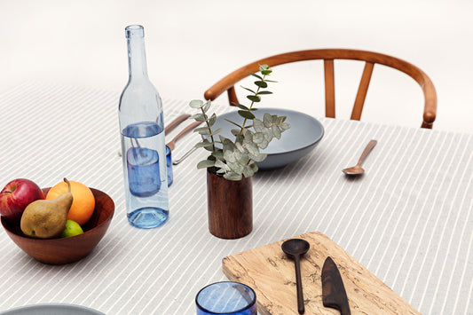 Tablecloth - casual blue-gray and natural cotton