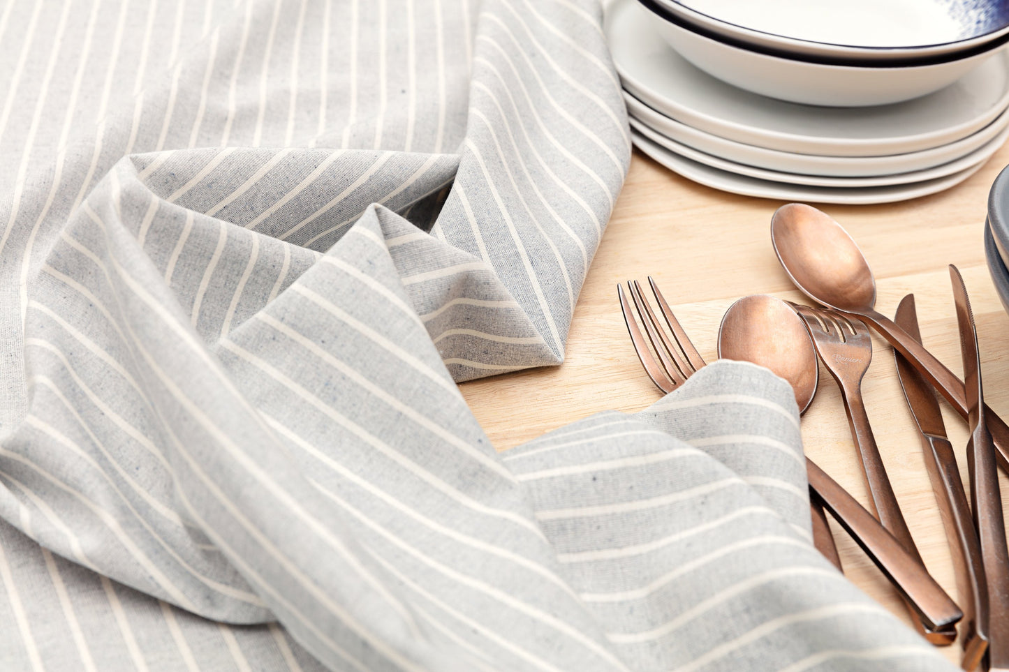 Tablecloth - casual blue-gray and natural cotton