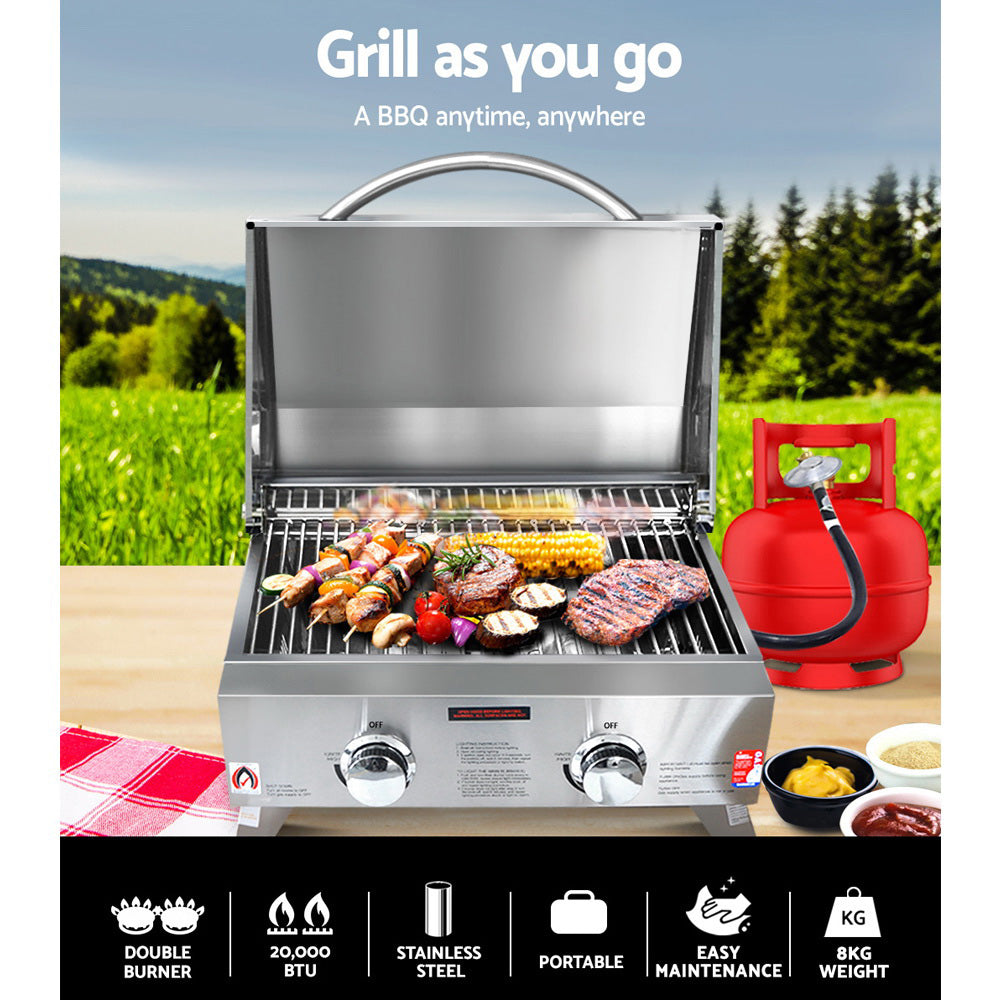 Grill/BBQ Portable 2 Burner Gas