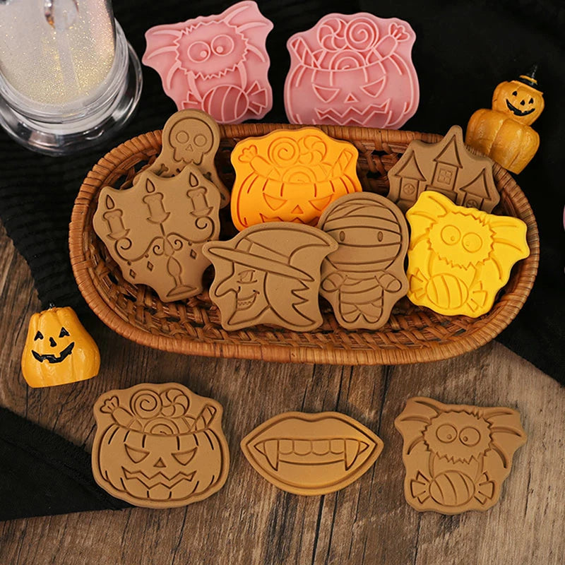 8Pcs/set Halloween DIY Pumpkin Ghost Cookie Cutters 3D Pressable