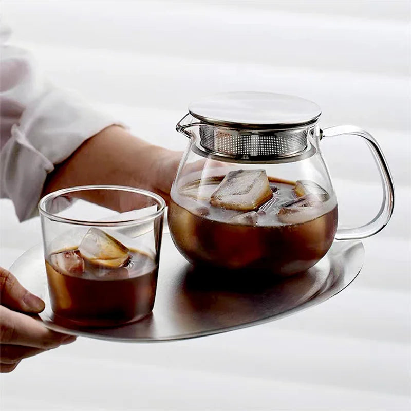 Stovetop Safe Clear Glass Teapot with Filter Lid Replacement