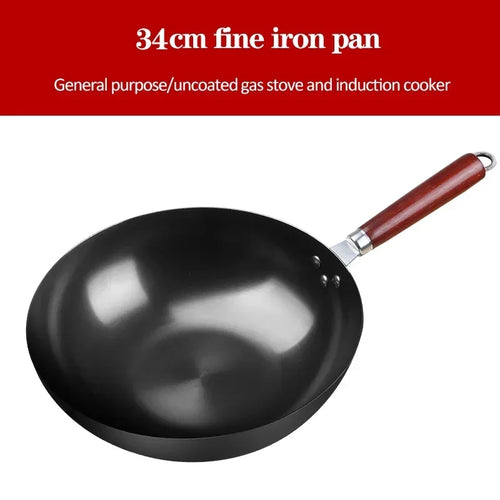 Handmade Iron Wok 28cm/30cm/32cm/34cm - Non-stick