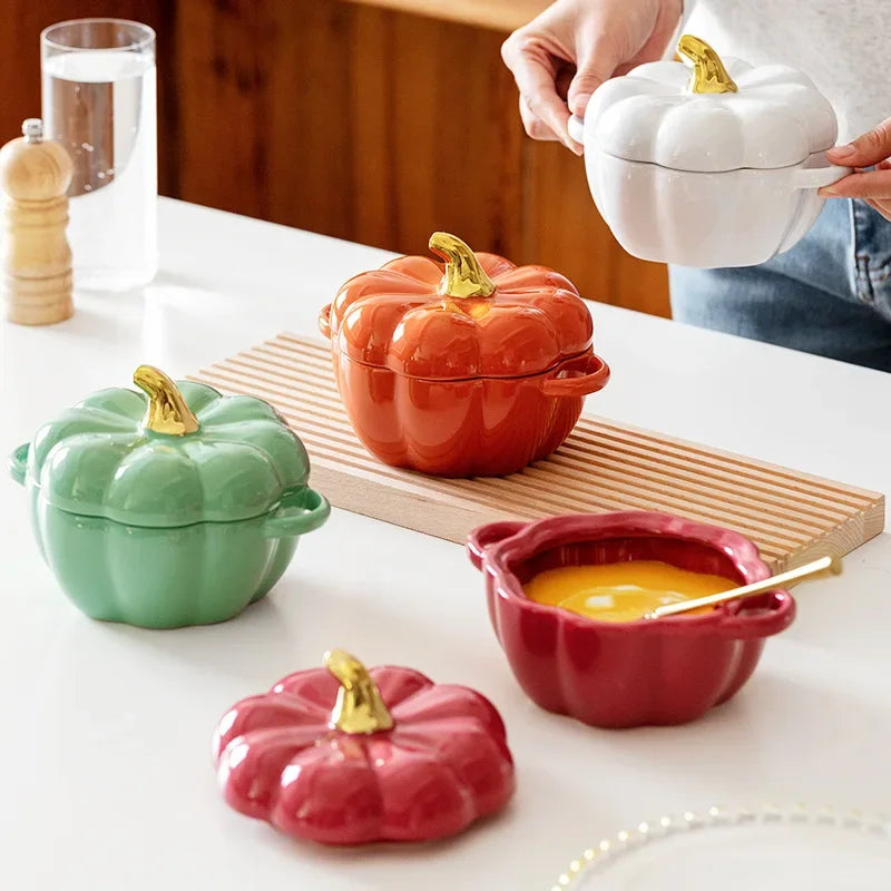 Pumpkin Stew Pot - Ceramic Bowl with Cover - 450 ML