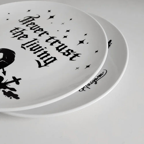 Skull Head English Pattern Dining Plate 20cm - Ceramic