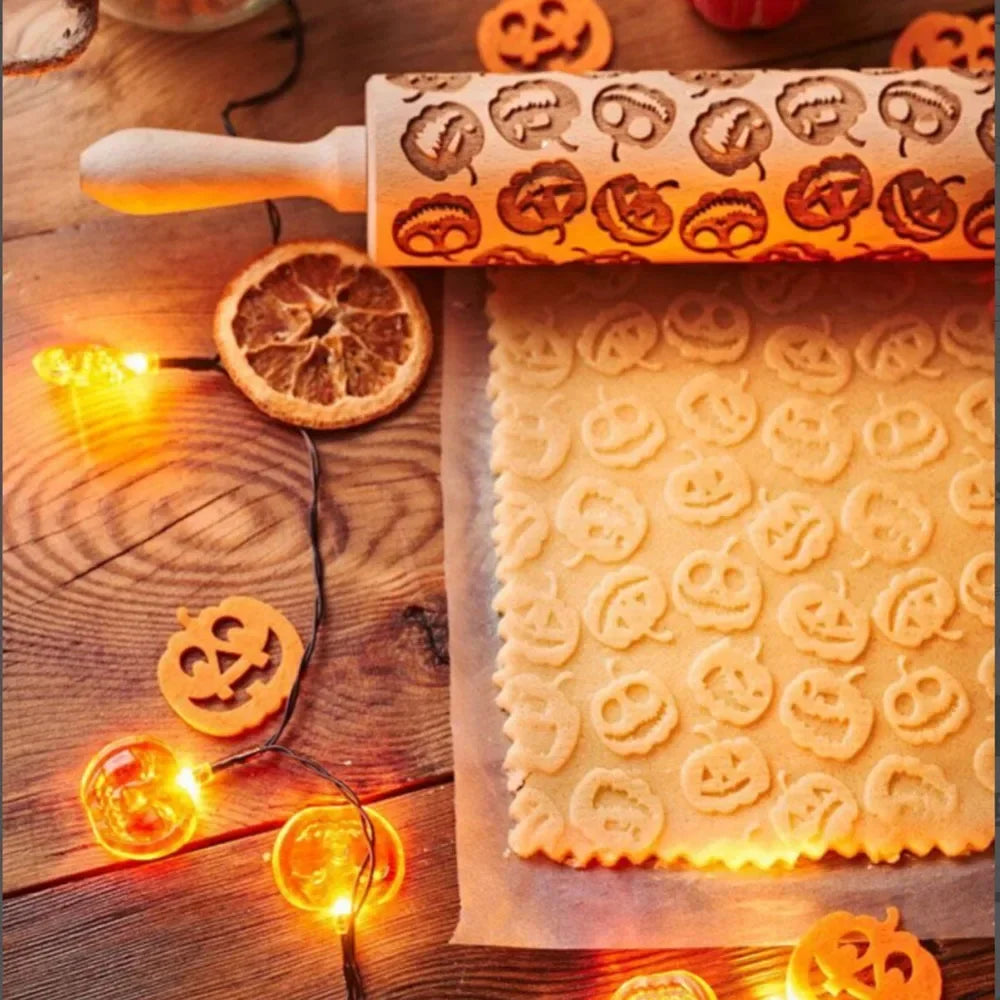 Wooden Halloween Rolling Pins - Pumpkin