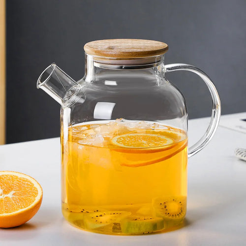 1L/1.8L Transparent Borosilicate Glass Teapot - Heat Resistant