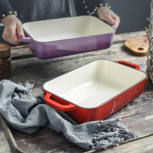 Feast Enameled Cast Iron Roasting Pan – Perfect for Christmas Cooking