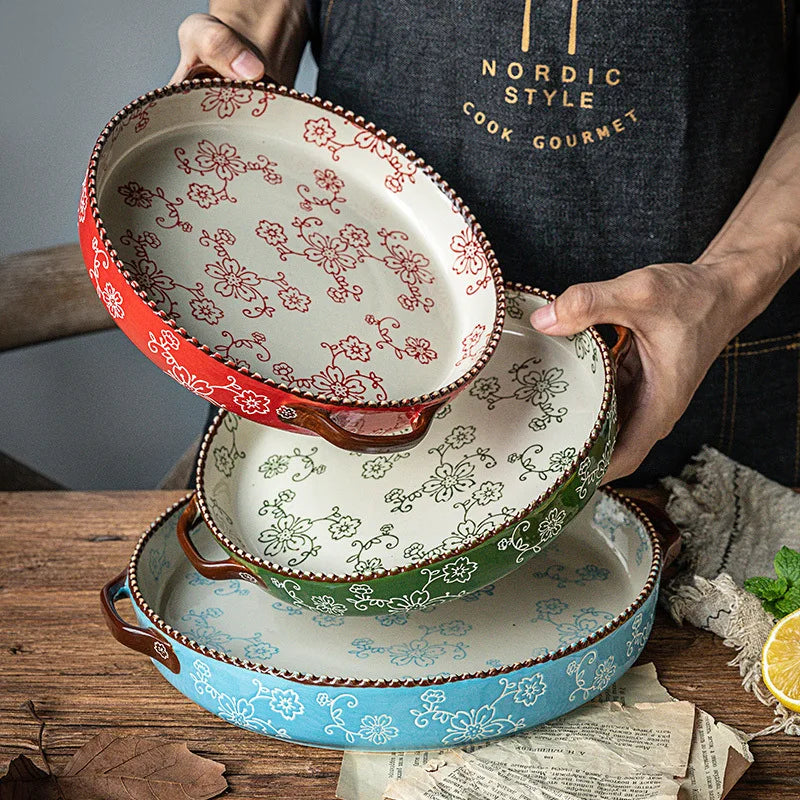 Christmas Baking Tray – Hand-Painted Ceramic Bakeware