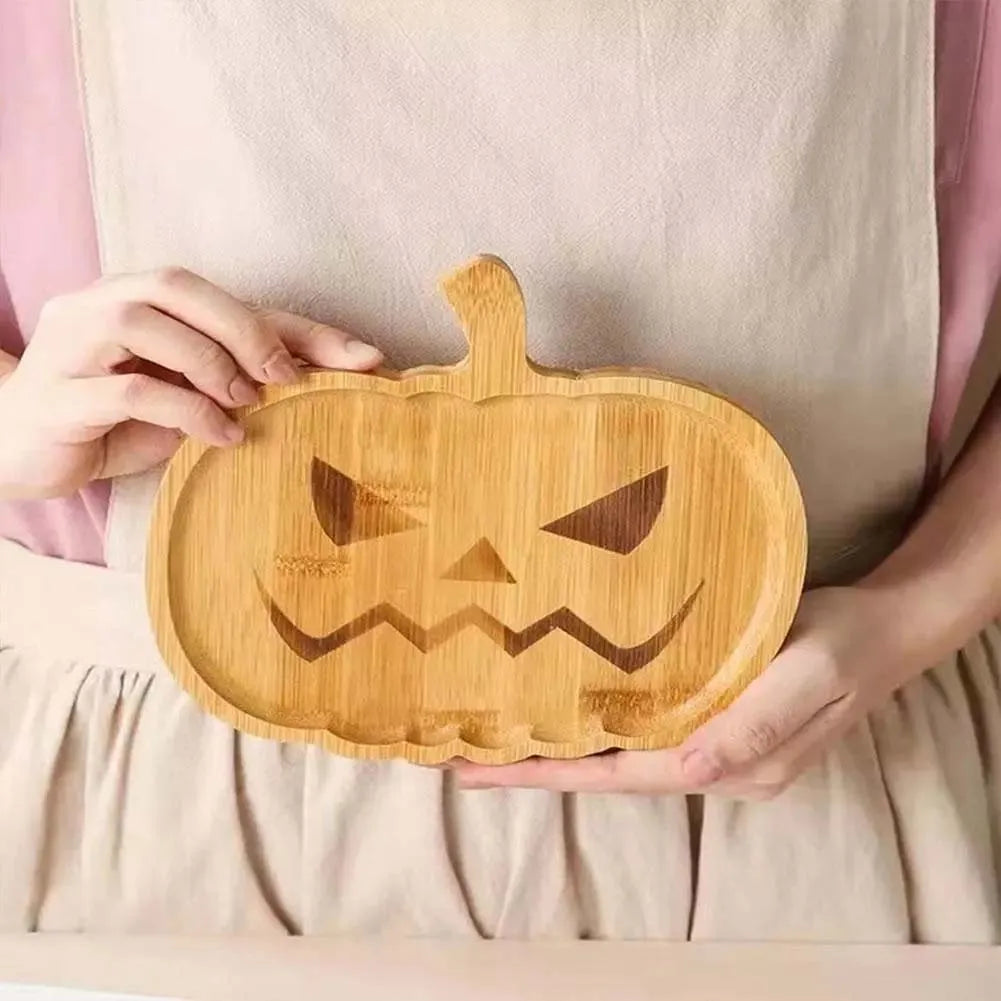 Halloween Pumpkin Wooden Plate/ Tray