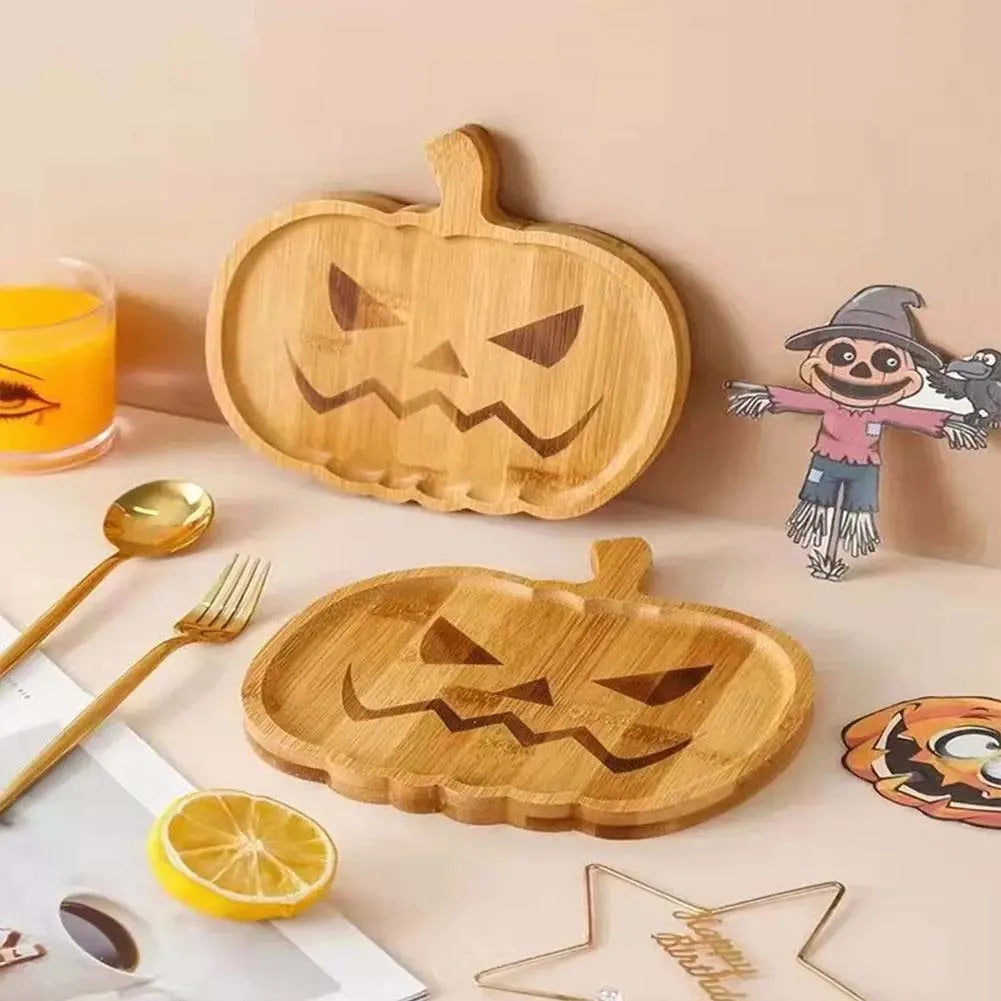 Halloween Pumpkin Wooden Plate/ Tray