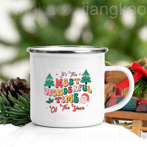 “Christmas Calories Don’t Count” Festive Enamel Coffee Mug