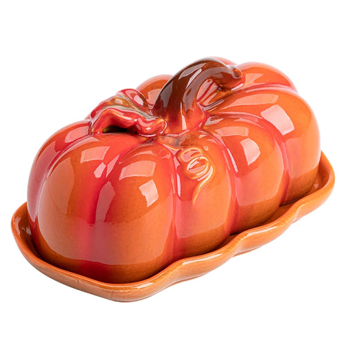 Cute and Novel Pumpkin Dining/Snack Plate with Lid - Ceramic