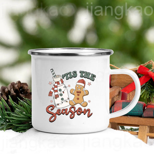 “Christmas Calories Don’t Count” Festive Enamel Coffee Mug