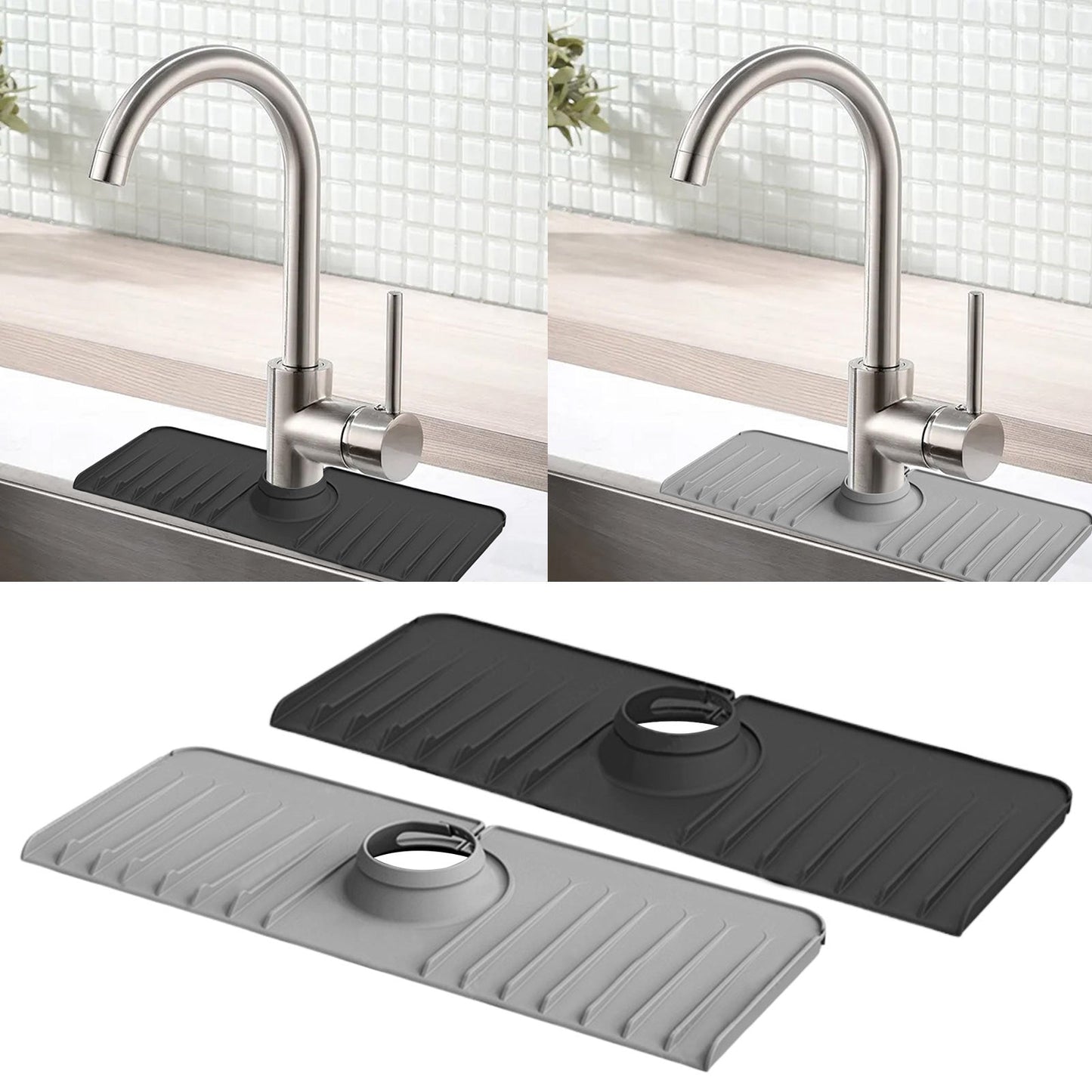 5th Gen Silicone Faucet Mat For Kitchen Sink Splash Guard Drain Pad