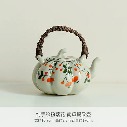 170ml Hand-painted Falling Pumpkin Teapot - Loop-handled