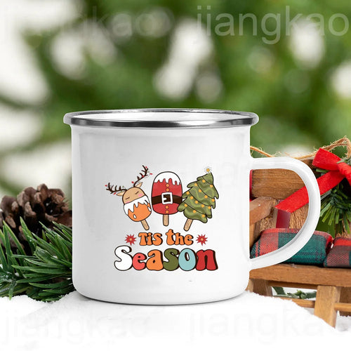 “Christmas Calories Don’t Count” Festive Enamel Coffee Mug