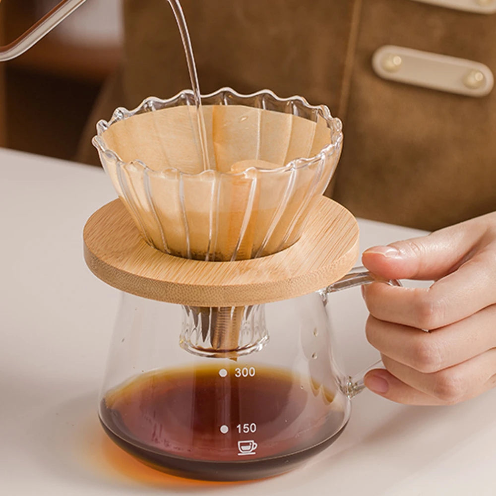 Pour Over Coffee Maker Set - Glass Pot with Filter Coffee Brewer