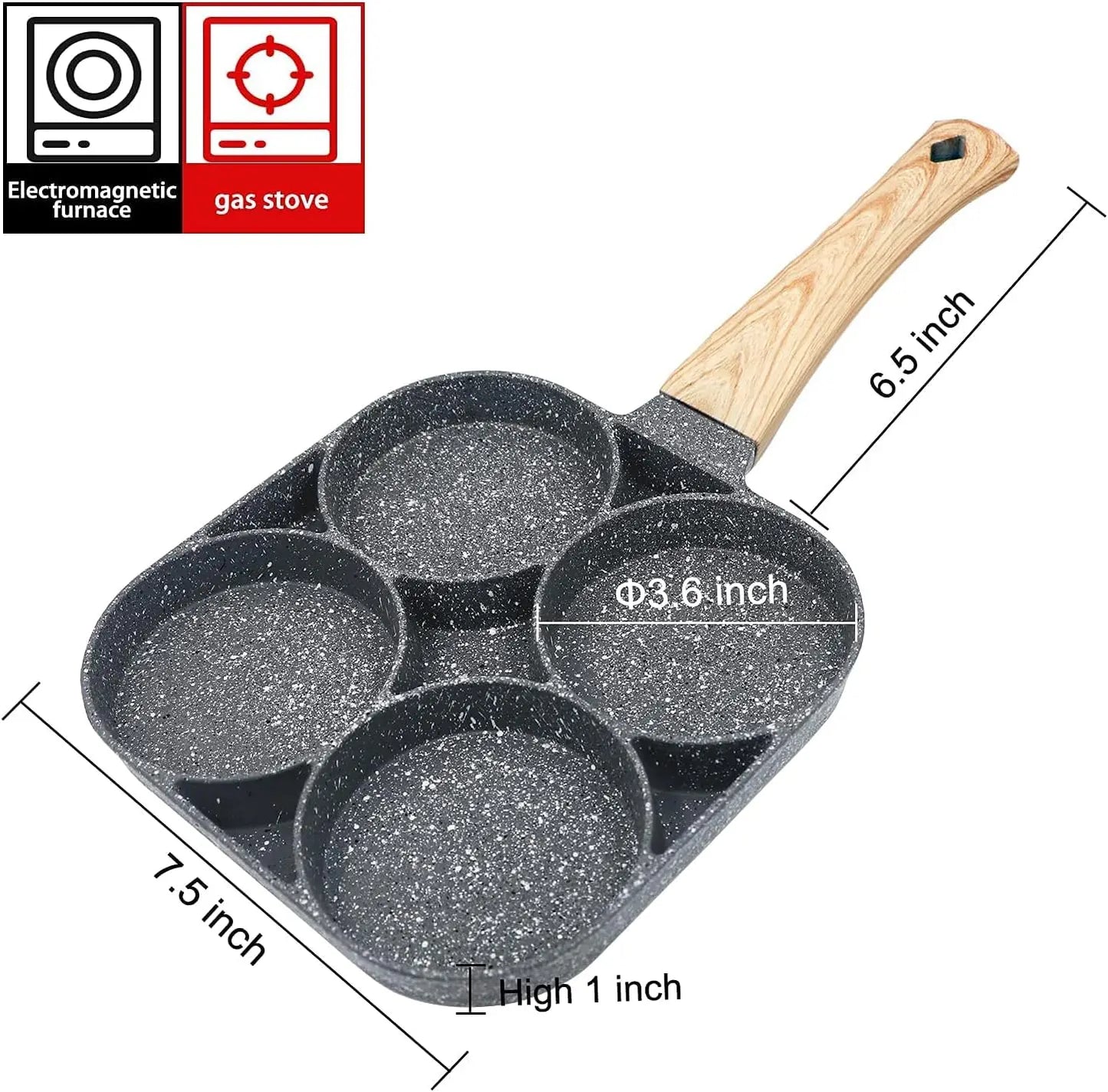 Frying Pan Nonstick - Pancake/Egg Pan 4 - Hole