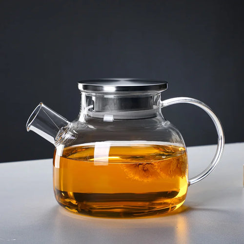 1L/1.8L Transparent Borosilicate Glass Teapot - Heat Resistant