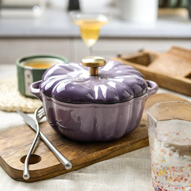 Pumpkin Enamel Stew Sets of Pot - Iron Casserole Pots