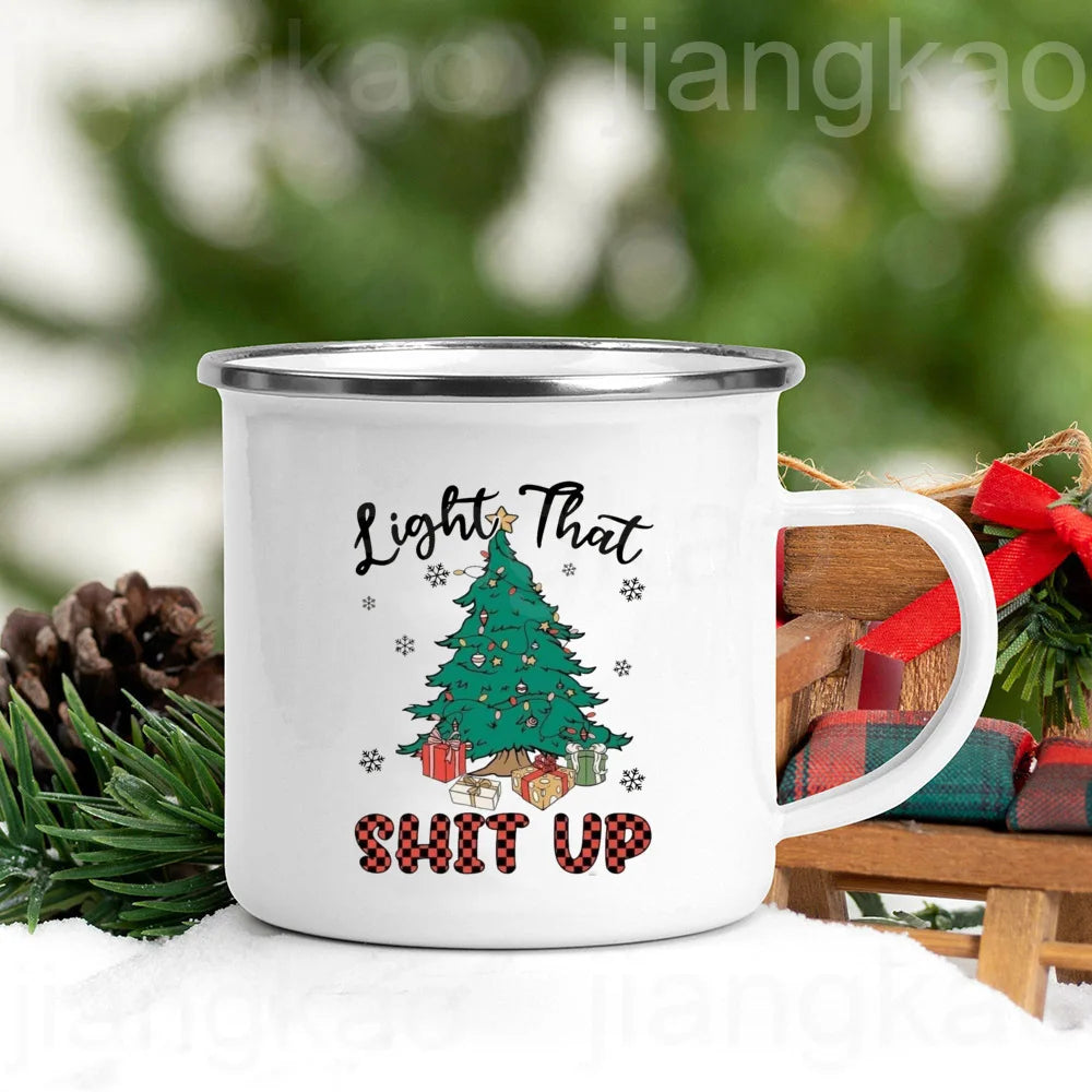 “Christmas Calories Don’t Count” Festive Enamel Coffee Mug