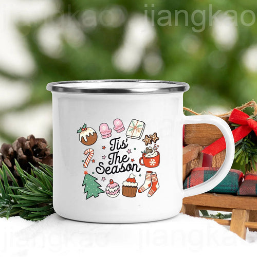 “Christmas Calories Don’t Count” Festive Enamel Coffee Mug