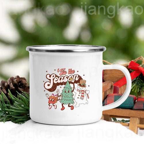 “Christmas Calories Don’t Count” Festive Enamel Coffee Mug