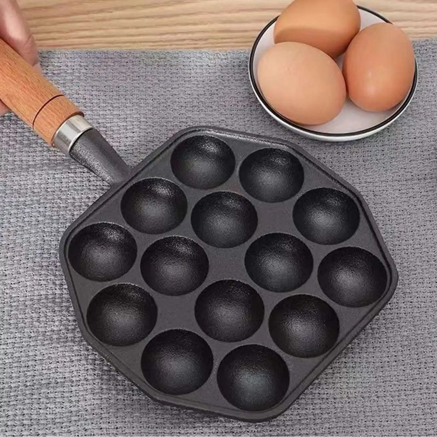 14 Holes Takoyaki Pan Nonstick Cast Iron