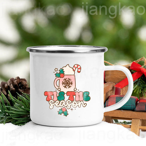 “Christmas Calories Don’t Count” Festive Enamel Coffee Mug